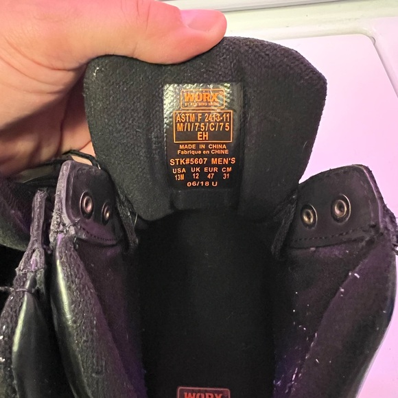 Mens size 12 Black Steel Toe Work Biker Riding Boots leather by Worx - Picture 2 of 5